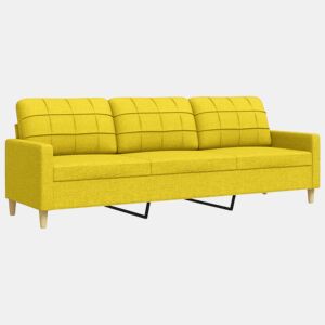 Sofá de 3 lugares - Sofá fixo 210 cm tecido amarelo-claro