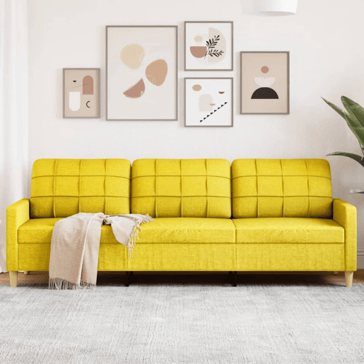 Sofá de 3 lugares - Sofá fixo 210 cm tecido amarelo-claro