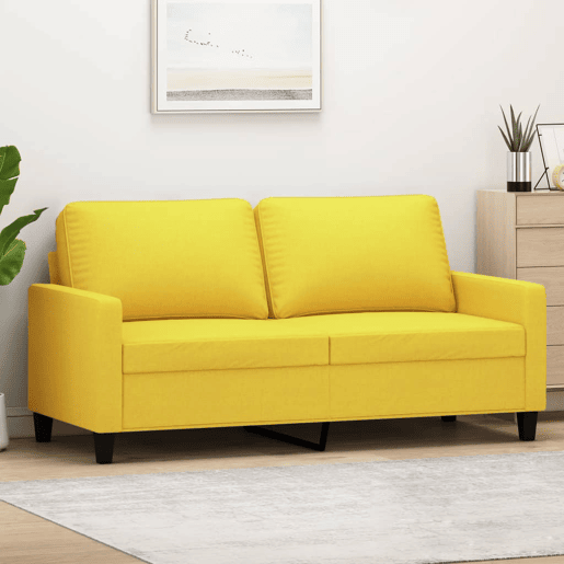 Sofá de 2 lugares - Sofá fixo 140 cm tecido amarelo-claro Sofá de 2 lugares - Sofá fixo 140 cm tecido amarelo-claro