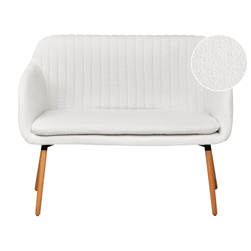 Banco estofado TABY Bouclé Branco creme 2 lugares