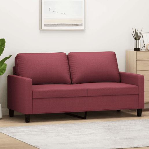 Sofá de 2 lugares - Sofá fixo tecido 140 cm vermelho tinto