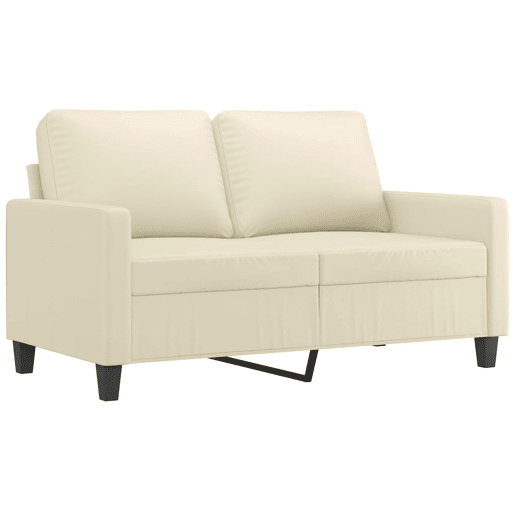 Sofá de 2 lugares - Sofá fixo 120 cm couro artificial cor creme Sofá de 2 lugares - Sofá fixo 120 cm couro artificial cor creme
