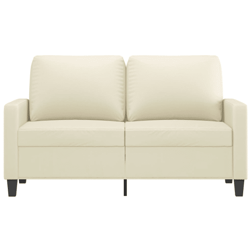 Sofá de 2 lugares - Sofá fixo 120 cm couro artificial cor creme Sofá de 2 lugares - Sofá fixo 120 cm couro artificial cor creme