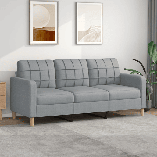 Sofá de 3 lugares - Sofá fixo 180 cm tecido cinza-claro Sofá de 3 lugares - Sofá fixo 180 cm tecido cinza-claro