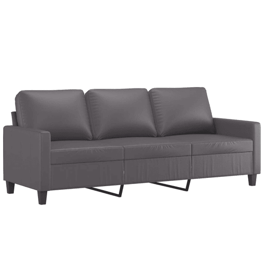 Sofá de 3 lugares - Sofá fixo 180 cm couro artificial cinza Sofá de 3 lugares - Sofá fixo 180 cm couro artificial cinza