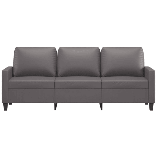Sofá de 3 lugares - Sofá fixo 180 cm couro artificial cinza Sofá de 3 lugares - Sofá fixo 180 cm couro artificial cinza