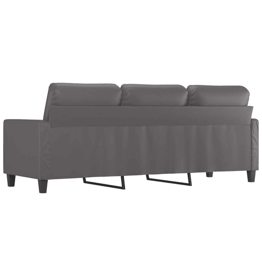 Sofá de 3 lugares - Sofá fixo 180 cm couro artificial cinza Sofá de 3 lugares - Sofá fixo 180 cm couro artificial cinza