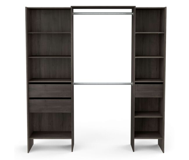 Miami vestidor extensible 155-192 cm roble waterford en melamina, versátil y adaptable para organización de ropa