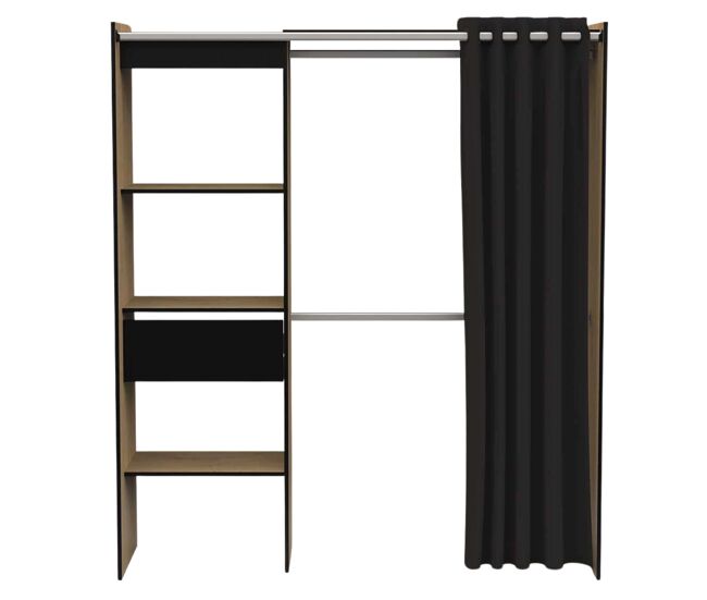 Armario extensible 2 barras colgadoras con estantes y cajón 187x168x50 cm