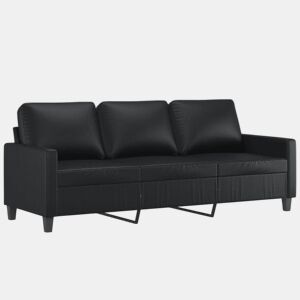 Sofá de 3 lugares - Sofá fixo 180 cm couro artificial preto