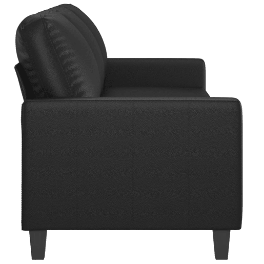 Sofá de 3 lugares - Sofá fixo 180 cm couro artificial preto Sofá de 3 lugares - Sofá fixo 180 cm couro artificial preto