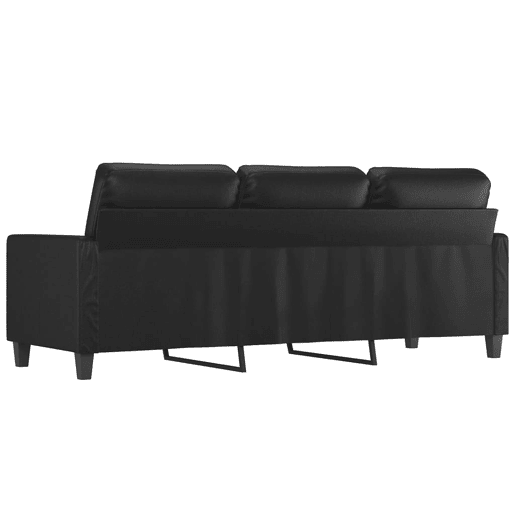 Sofá de 3 lugares - Sofá fixo 180 cm couro artificial preto Sofá de 3 lugares - Sofá fixo 180 cm couro artificial preto