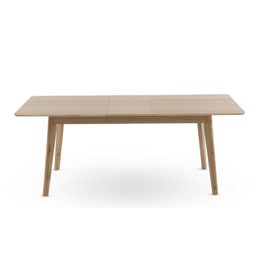 Mesa extensível 160200x90 com pés em madeira de hevea e tampo folheado em carvalho
