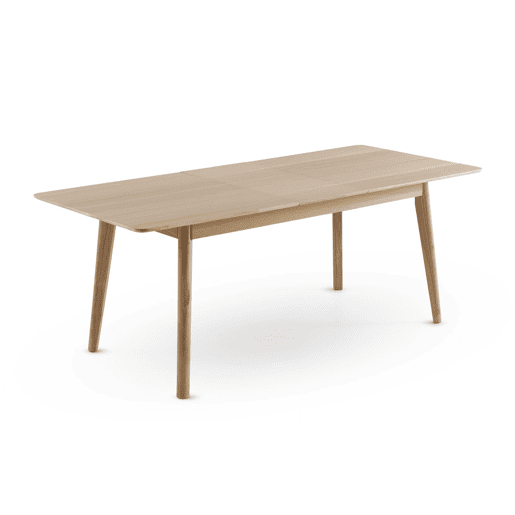 Mesa extensível 160200x90 com pés em madeira de hevea e tampo folheado em carvalho