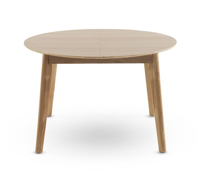 Mesa extensible 120/150 con patas de hevea con sobre chapado en roble