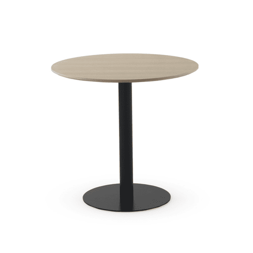Mesa em melamina freixo 80 de diâmetro, pé central metálico preto