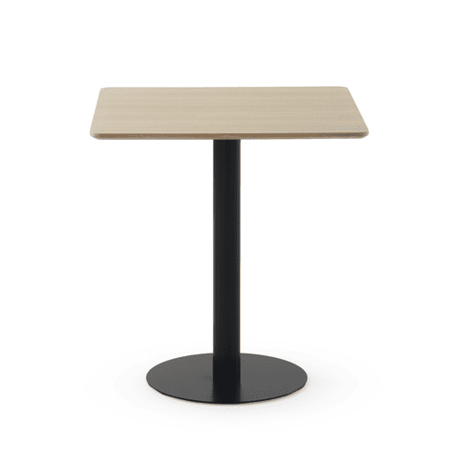 Mesa em melamina freixo 70x70, pé central metálico preto