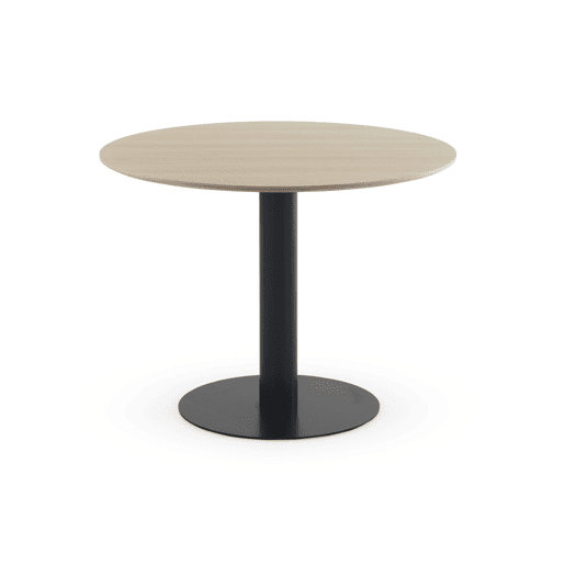 Mesa em melamina freixo 100 de diâmetro, pé central metálico preto