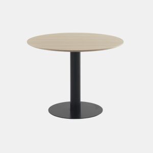 Mesa em melamina freixo 100 de diâmetro, pé central metálico preto