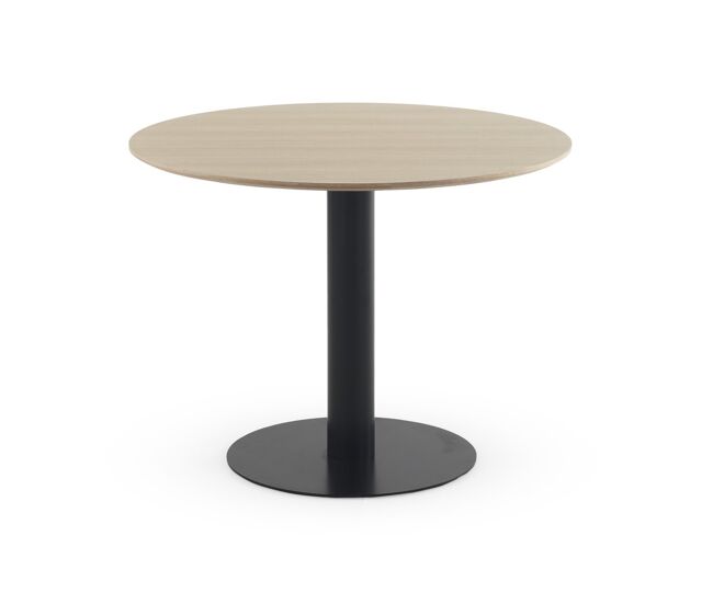 Mesa melamina, pie central metálico 100x100