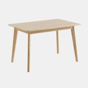 Mesa retangular 120x80 com pés em madeira de hevea e tampo folheado em carvalho