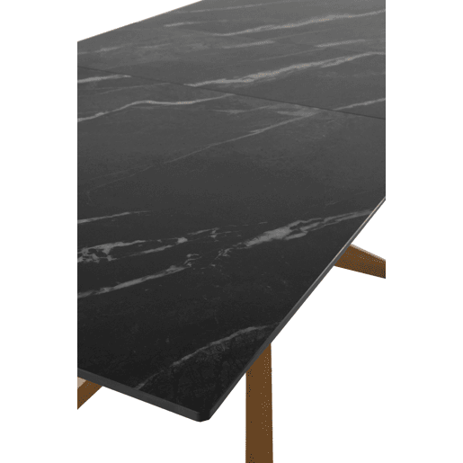 Mesa extensível 160200x90 com pés em carvalho e tampo em cerâmica preta