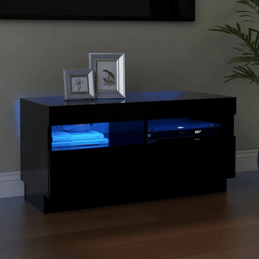 Móvel de TV - Modulo de TV - Armário de TV com luzes LED 80x35x40 cm preto