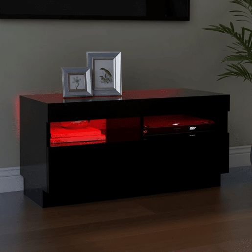 Móvel de TV - Modulo de TV - Armário de TV com luzes LED 80x35x40 cm preto