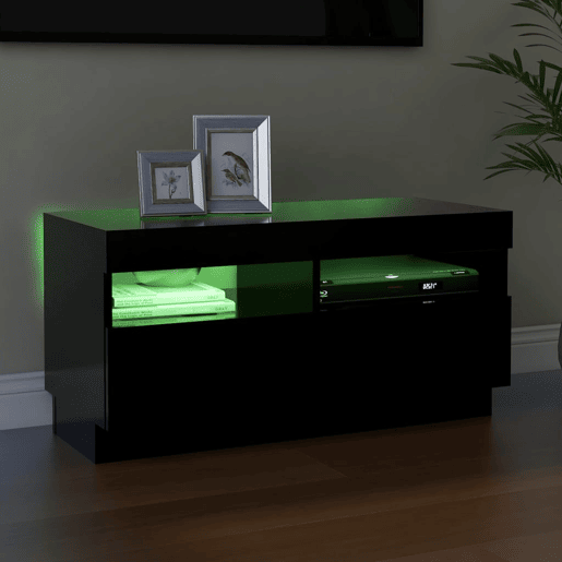 Móvel de TV - Modulo de TV - Armário de TV com luzes LED 80x35x40 cm preto