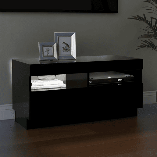 Móvel de TV - Modulo de TV - Armário de TV com luzes LED 80x35x40 cm preto