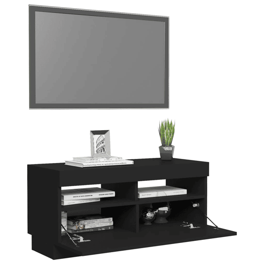 Móvel de TV - Modulo de TV - Armário de TV com luzes LED 80x35x40 cm preto