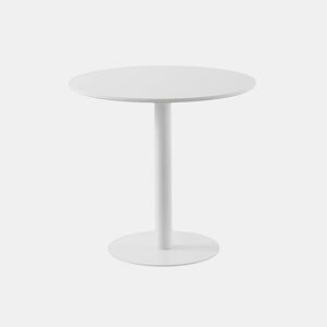 Mesa em melamina branca 80 de diâmetro, pé central metálico branco
