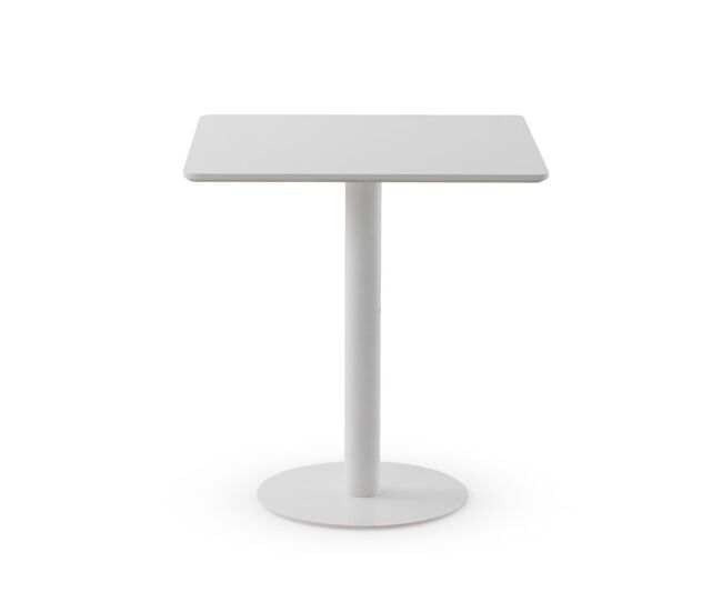 Mesa melamina cuadrada, pie central metálico 70x70