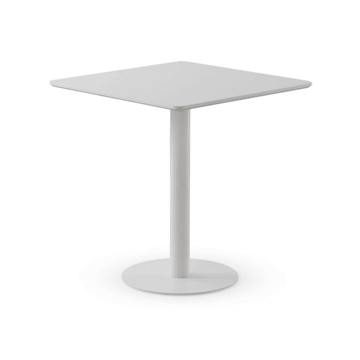 Mesa em melamina branca 70x70, pé central metálico branco
