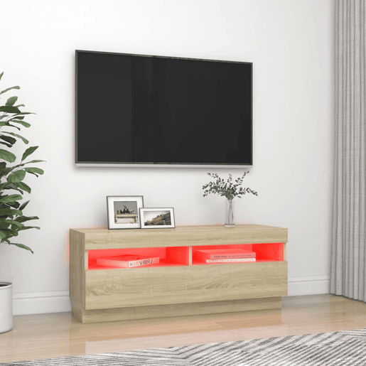 Móvel de TV - Modulo de TV - Armário de TV com luzes LED 100x35x40 cm carvalho sonoma