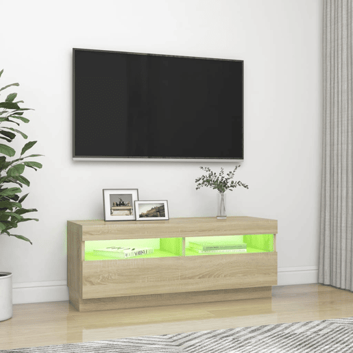 Móvel de TV - Modulo de TV - Armário de TV com luzes LED 100x35x40 cm carvalho sonoma