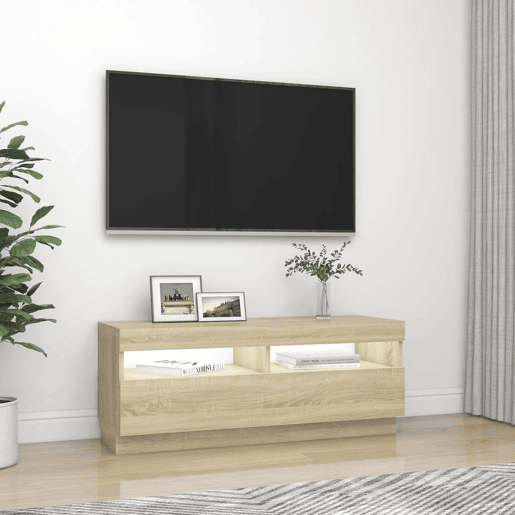 Móvel de TV - Modulo de TV - Armário de TV com luzes LED 100x35x40 cm carvalho sonoma