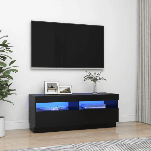Móvel de TV - Modulo de TV - Armário de TV com luzes LED 100x35x40 cm preto