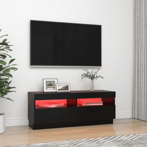 Móvel de TV - Modulo de TV - Armário de TV com luzes LED 100x35x40 cm preto