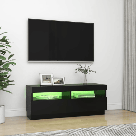 Móvel de TV - Modulo de TV - Armário de TV com luzes LED 100x35x40 cm preto