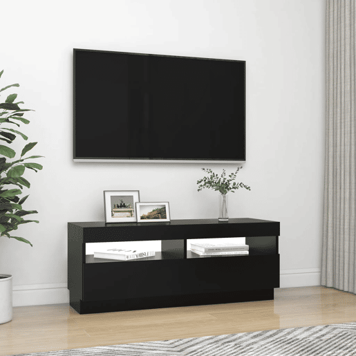 Móvel de TV - Modulo de TV - Armário de TV com luzes LED 100x35x40 cm preto