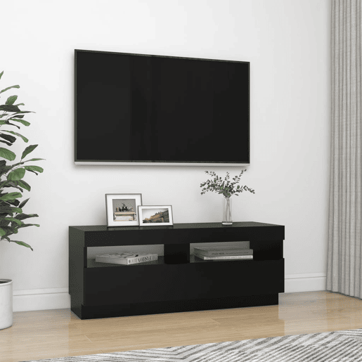 Móvel de TV - Modulo de TV - Armário de TV com luzes LED 100x35x40 cm preto