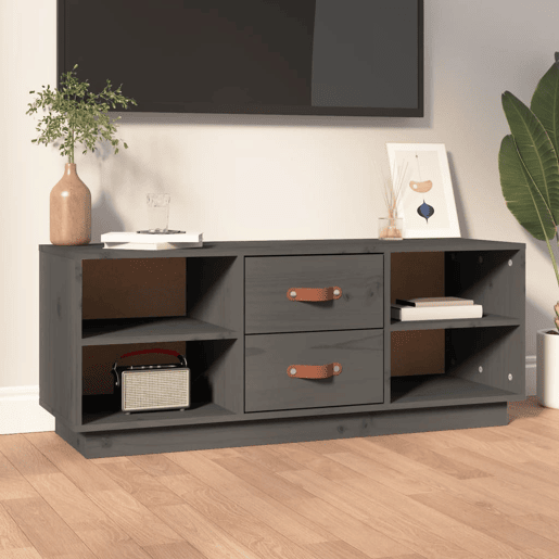 Móvel de TV - Modulo de TV - Armário de TV 100x34x40 cm madeira de pinho maciça cinzento