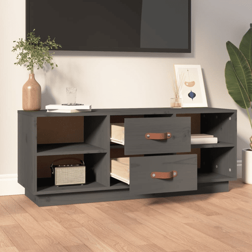 Móvel de TV - Modulo de TV - Armário de TV 100x34x40 cm madeira de pinho maciça cinzento