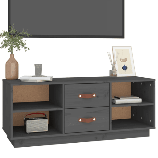 Móvel de TV - Modulo de TV - Armário de TV 100x34x40 cm madeira de pinho maciça cinzento