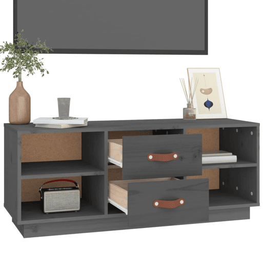 Móvel de TV - Modulo de TV - Armário de TV 100x34x40 cm madeira de pinho maciça cinzento