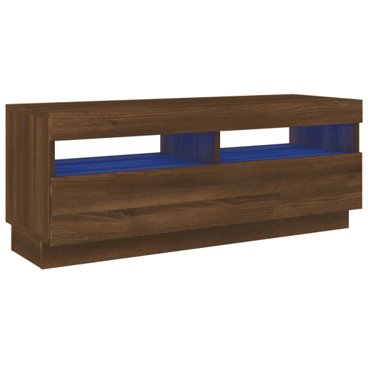 Móvel de TV - Modulo de TV - Armário de TV com luzes LED 100x35x40 cm cor carvalho castanho
