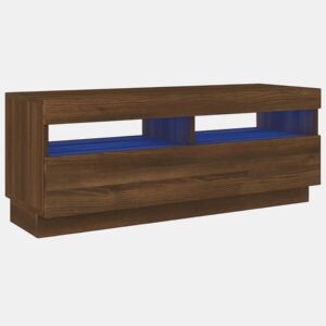 Móvel de TV - Modulo de TV - Armário de TV com luzes LED 100x35x40 cm cor carvalho castanho