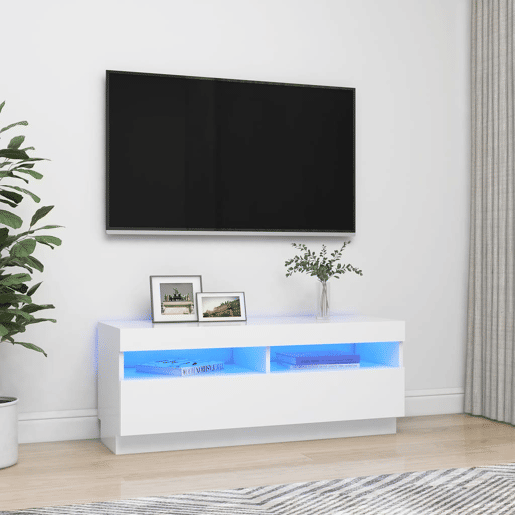 Móvel de TV - Modulo de TV - Armário de TV com luzes LED 100x35x40 cm branco
