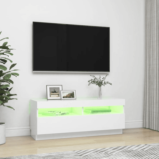 Móvel de TV - Modulo de TV - Armário de TV com luzes LED 100x35x40 cm branco